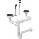 Quadron Сифон Quadron Unique Push to Open с въглеродно черно покритие за двукоритни гранитни мивки (OPD2SSG3) Мивка за вграждане