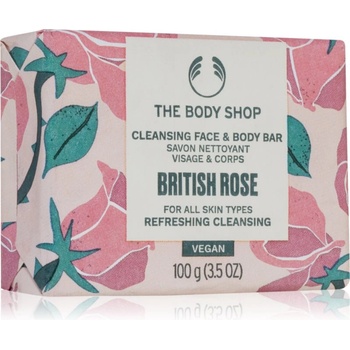 The Body Shop British Rose Cleansing Bar твърд сапун за тяло и лице 100 гр