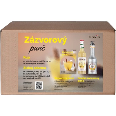Monin Zázvorový punč 2 x 0,7 l a mango 1 l a kubánský rum 0,7 l