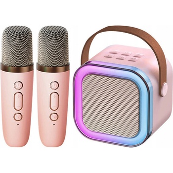 BLUETOOTH REPRODUKTOR PŘENOSNÉ KARAOKE RGB LAMPIČKA 2 MIKROFONY USB SD MINI JACK