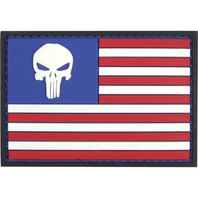 Gumová nášivka 101 Inc vlajka Punisher USA - farevná