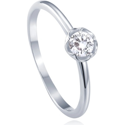 Minet Stříbrný prsten kytička s bilým zirkonem JMAD0051SR