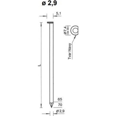 KMR (BeA) hřebíky do hřebíkovačky D34 BK GAS BUC / 2,9 x 65 mm