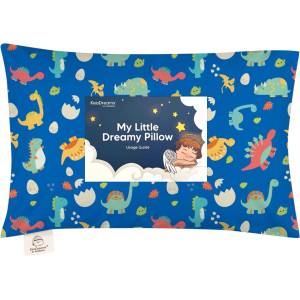 KeaBabies Ергономична възглавница KeaBabies - С органичен памук, 33 х 46 cm, сини динозаври (KB-TDPL-DIW)