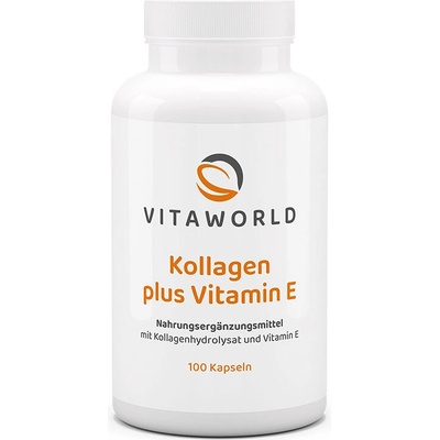 vitaworld Грижа за косата, кожата и ставите - Колаген (говежди) 500 mg + Витамин Е, 100 капсули (09296048 VW)