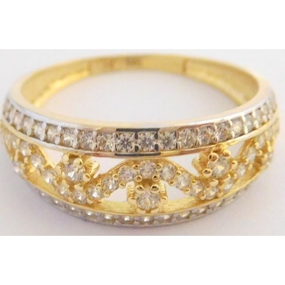 Klenoty Budín Mohutný zlatý prsten posetý zirkony HK1070