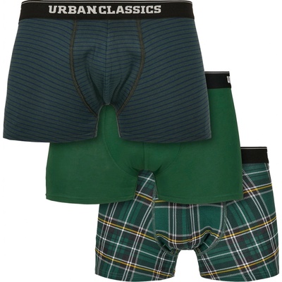 Urban Classics Boxer Shorts 3-Pack dgrn plaidaop+btlgrn/dblu+dgrn