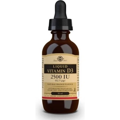 Solgar Хранителна добавка витамин Д 3 2500IU , Solgar Vitamin D3 2500iu Liquid 59ml