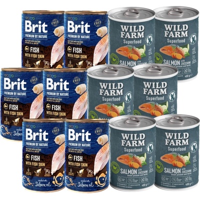 Brit Premium by Nature Ryba s rybou kožou 6 x 400 g Wild Farm Superfood Losos 6 x 400 g