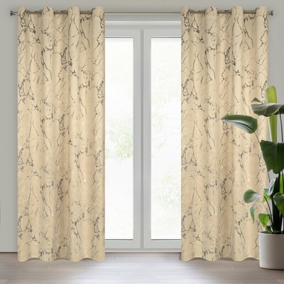 Takoy Záves WERA z mäkkej zamatovej tkaniny zdobený potlačou pripomínajúcou mramor-HF-391731 | 140 x 250 cm