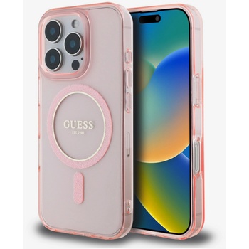 GUESS IML Glitter Ring MagSafe заден капак за iPhone 16 Pro Pink Guess | Lilav | ЖЕНИ | UNI