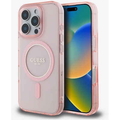 GUESS IML Glitter Ring MagSafe заден капак за iPhone 16 Pro Pink Guess | Lilav | ЖЕНИ | UNI