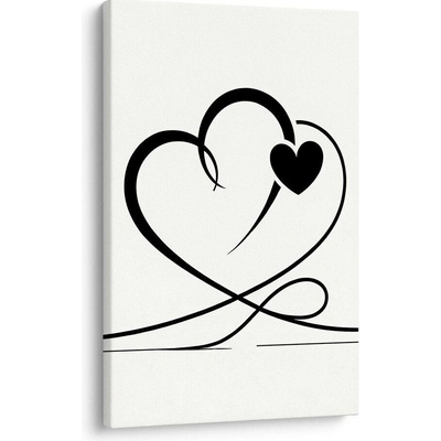Obraz minimalistická černá srdce - 80x120