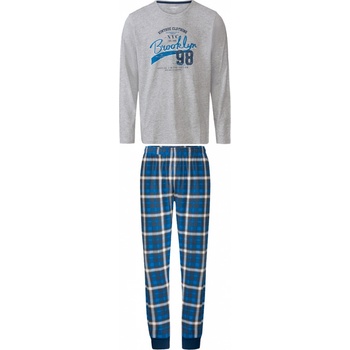 Livergy 100353327 pánské pyžamo dlouhé šedo modré