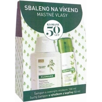 Klorane cestovní balíček šampon 100 ml + suchý šampon kopřiva 50 ml dárková sada