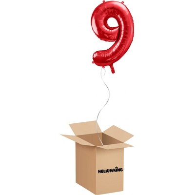 HeliumKing Balónový box Narodeninové číslo 9 červený 86 cm