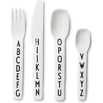 Design Letters Dětský příbor Letters bílý set 4 ks