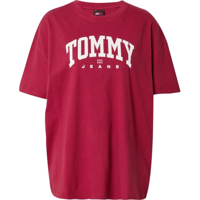 Tommy Jeans Свободна дамска риза 'VARSITY' червено, размер 4XL