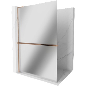 Mexen Kioto+ L душ екран със стъклена полица Walk-in 100 x 200 см, огледало, розово злато - 800-100-123-60-50 (800-100-123-60-50)