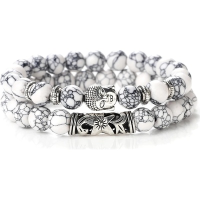 Predator Q1 Birchstone – pánské náramky, Buddha, sada 2 kusy bílá pánské náramky Predator Q1 21