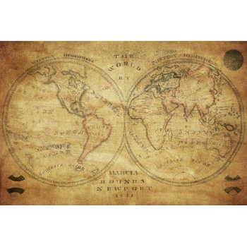 DIMEX ART s. r. o Флизелинов фототапет винтидж карта на света ii. 375 x 250 см