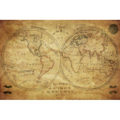 DIMEX ART Флизелинов фототапет винтидж карта на света ii. 375 x 250 см