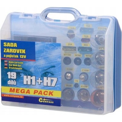 Compass Mega H1 + H7 + poistky, náhradná súprava, 12V