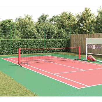 vidaXL Тенис мрежа Черен и червен 396 x 92 x 87 см Полиестер (42012861)