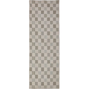 Flair Rugs Зелена пътека със смес от памук подходяща за пране 80x230 cm Muted Checkerboard - Flair Rugs (503119382815)