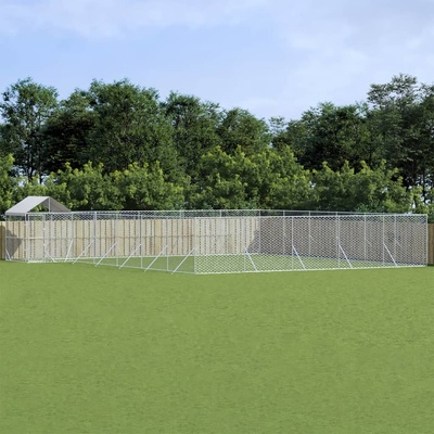 vidaXL Venkovní psí kotec se střechou stříbrný 1200 x 1200 x 250 cm ocel 9799.3190474