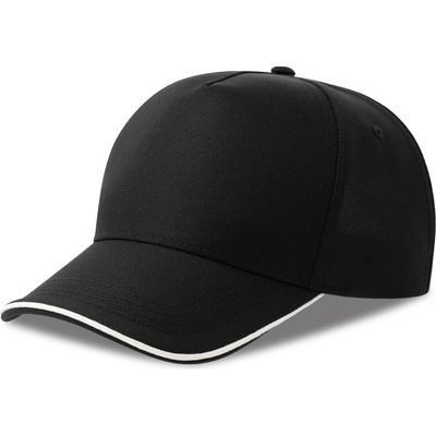Atlantis Headwear Recy Five Piping 5 panelová sandwich COT33028298099-black/white Černá/bílá