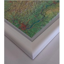 Georelief Rusko - plastická mapa 80 x 60 cm Varianta: mapa v dřevěném rámu, Provedení: Pinos bílý