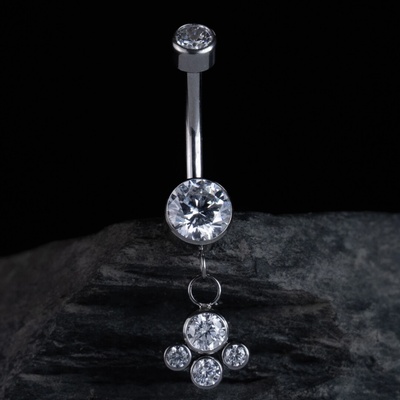CryptoEshop Titanový piercing do pupíku Evely – visací se zirkony 1,6 mm 10 mm W213-1610