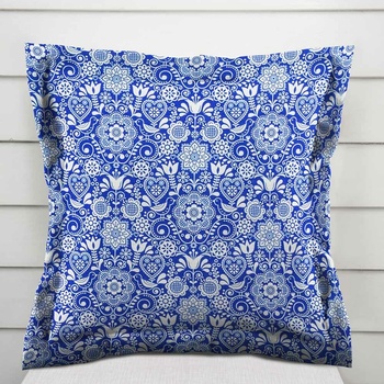 Biante Dekoračná s lemom PML-100 Modro-biely ľudový ornament 45 x 45 cm