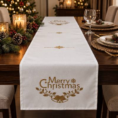 BBK Vánoční běhoun HOLLY Christmas bílá 35x180 cm