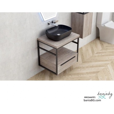 Inter Ceramic Долен конзолен pvc шкаф за баня icp 6056-020 КАЛИТЕА+ 887black
