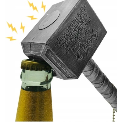 Otvírák na PIVO s magnetem na lednici magnetický KLADIVO THORA Mjolnir Stříbrný