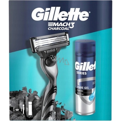 Gillette Darčeková Súprava S Holiacim Strojčekom Mach3 + Series Gél 75 ml + Škatuľka