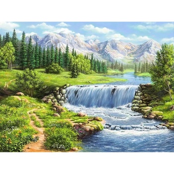 Norimpex - Puzzle Diamant painting: River rolling in the mountains 30x40cm - 1 - 39 piese
