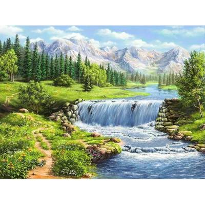Norimpex - Puzzle Diamant painting: River rolling in the mountains 30x40cm - 1 - 39 piese