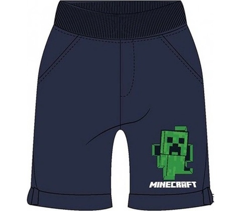EplusM chlapčenské bavlnené šortky Minecraft tm. modré