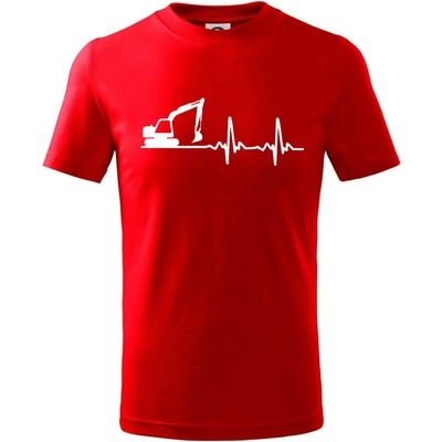 EKG bagr tričko detské červená