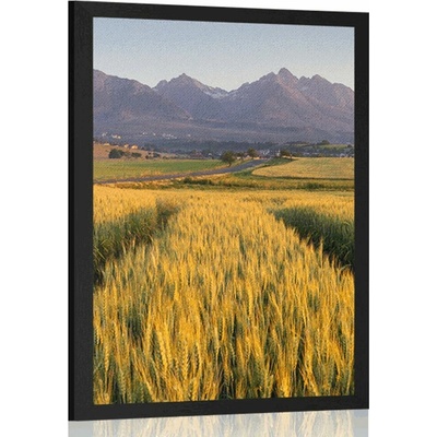 Plakát západ slunce nad pšeničným polem - 30x45 black