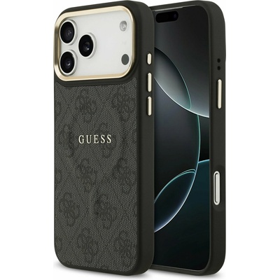 GUESS PU Leather 4G Gold Frame MagSafe Задний калъф за iPhone 17 Pro Max Black Guess | Cheren | МЪЖЕ | UNI
