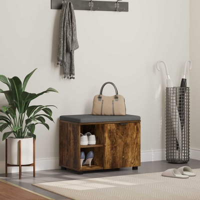 vidaXL Пейка за коридор с възглавница Пушена Дъб 60 x 38 x 46 см (891500)