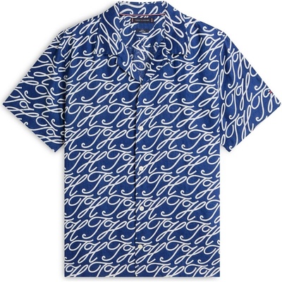 Tommy Hilfiger Риза с къс ръкав Tommy Hilfiger Men's Patterned Short Sleeve Shirt - Preppy Navy/AOP