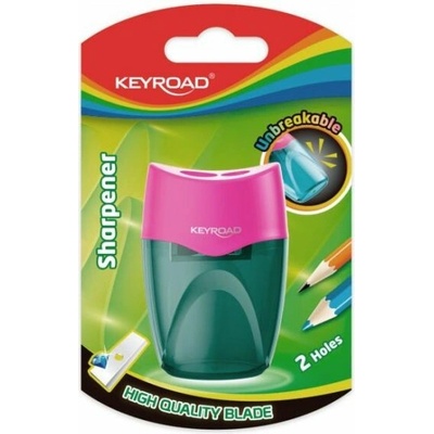 Strúhadlo KEYROAD plastové s dvomi otvormi, blister, mix farieb
