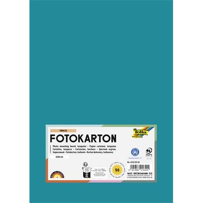 FOLIA Декоративен картон, 2 страници, A4, 300 g, 50 листа, FOLIA, тюркоаз 614/50 38 (614/50 38)