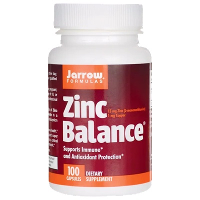Jarrow Formulas Zinc Balance, L-метионин цинк L-OptiZinc + мед, 15 мг, 100 капсули