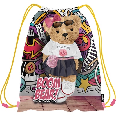 Junior S9 vrecko na prezuvky s potlačou Boom Bear